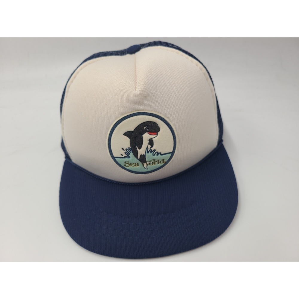 Vintage Child Sea World Whale Mesh Trucker Snapback Hat Cap Boy Girl White Blue
